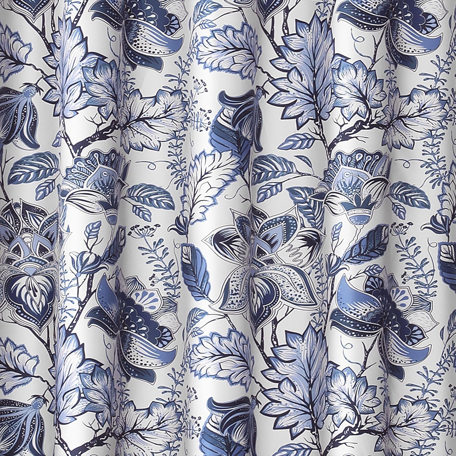 Lush Decor, Blue Cynthia Jacobean Shower Curtain-Fabric Floral Print Design,72 X 72