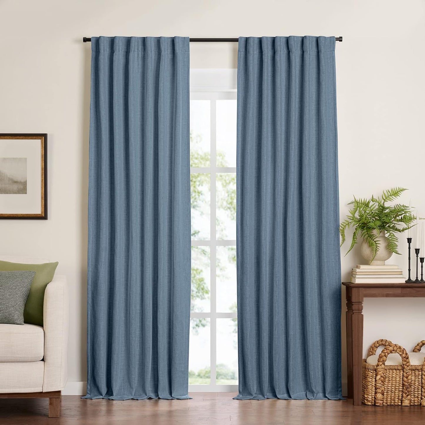 Elrene Home Fashions Harrow Solid Texture Blackout Single Window Curtain Panel, 52"X84", Natural  Elrene Home Fashions Blue 52"X84" (1 Panel) 