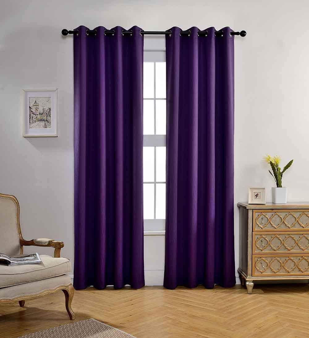 MIUCO Blackout Curtains Room Darkening Curtains Textured Grommet Curtains for Window Treatment 2 Panels 52X63 Inch Long Teal  MIUCO Purple 52X84 Inch 