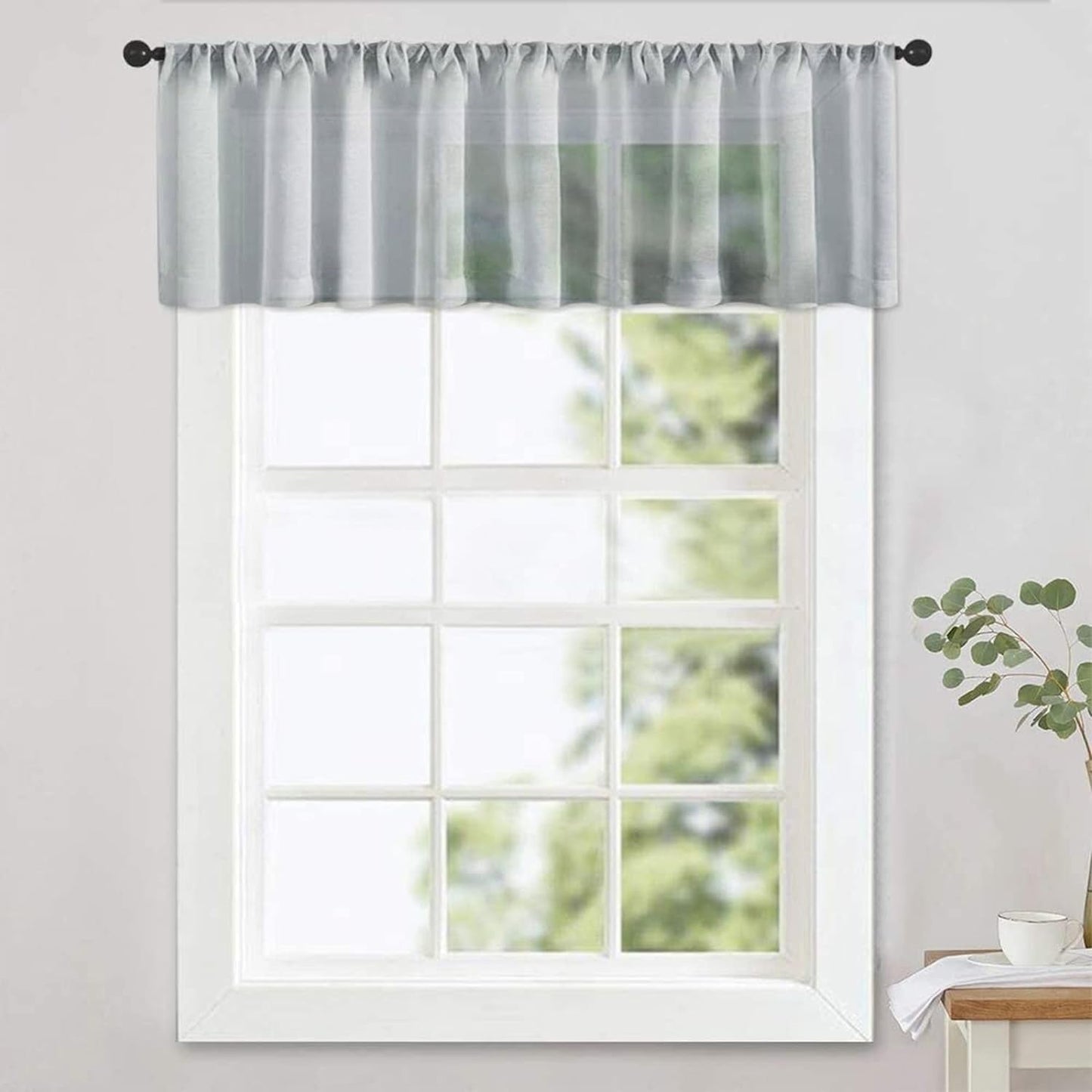 MRTREES White Sheer Valance Curtain 54 X 16 Inches Long Living Room Curtains Valances Bedroom Window Light Filtering Voile Sheer Panels Rod Pocket Window Treatments, 1 Piece