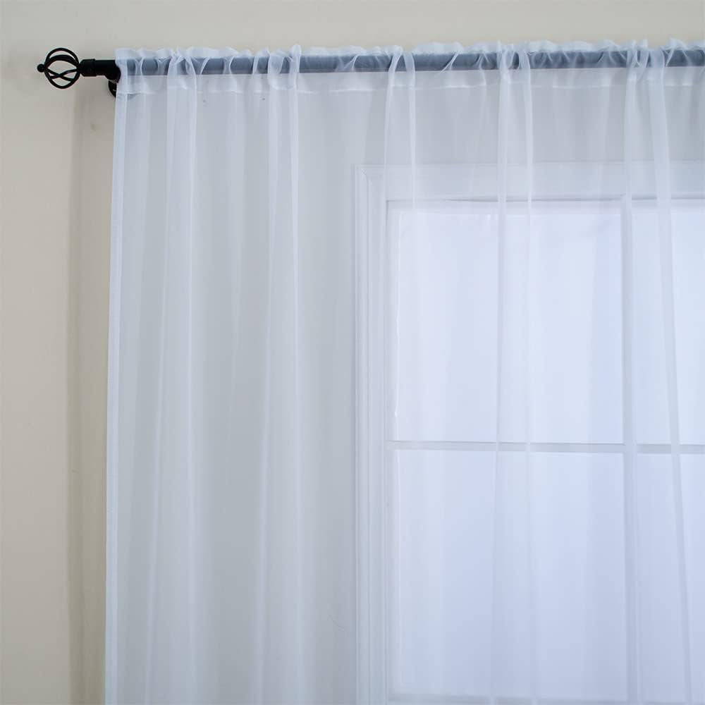 Extra Wide White Sheer Curtains for Living Room, Patio Door Curtain for Sliding Door, Sheer Voile Rod Pocket Room Divider Curtains, White Tulle Backdrop Curtain Drapes 1 Panel 100 W X 96" L