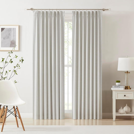 Kayne Studio Nature Blended Linen Pinch Pleat Blackout Curtains 84 Inch Long for Living Room Bedroom,Thermal Insulated Window Treatments Pleated Drapes for Track with 9 Hooks,40"X84",Beige,1 Panel  Kayne Studio   