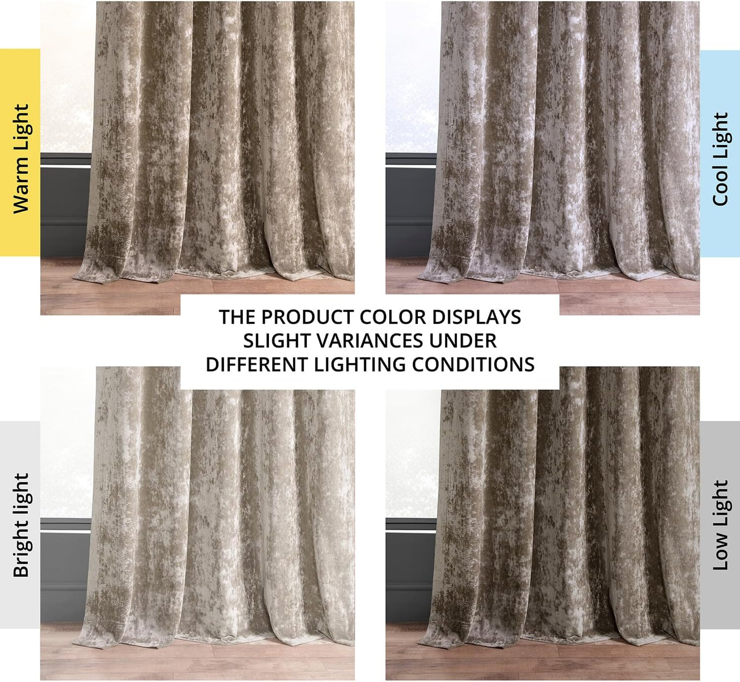 HPD Half Price Drapes Lush Crush Velvet Curtains - Room Darkening Curtain 96 Inches Long for Bedroom & Living Room, Luxury Look, Rod Pocket Design, (1 Panel), 50W X 96L, Taupe  Exclusive Fabrics & Furnishings   
