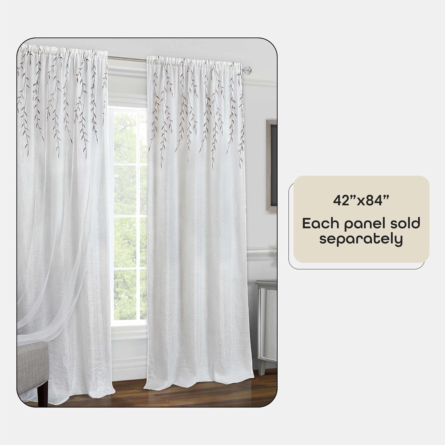 Light Filtering Rod Pocket Panel Window Curtain - 84 Inch Length, 42 Inch Width - Grey - Room Darkening & Machine Washable Soft Polyester Drapes for Bedroom Living & Dining Room by Achim Home Decor  Achim Home Furnishings   