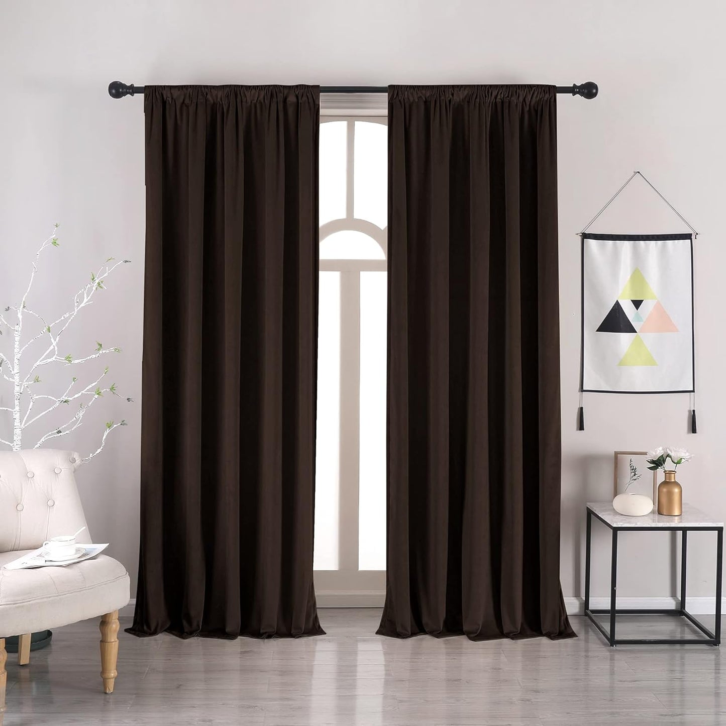 Nanbowang Green Velvet Curtains 63 Inches Long Dark Green Light Blocking Rod Pocket Window Curtain Panels Set of 2 Heat Insulated Curtains Thermal Curtain Panels for Bedroom  nanbowang Brown 42"X84" 