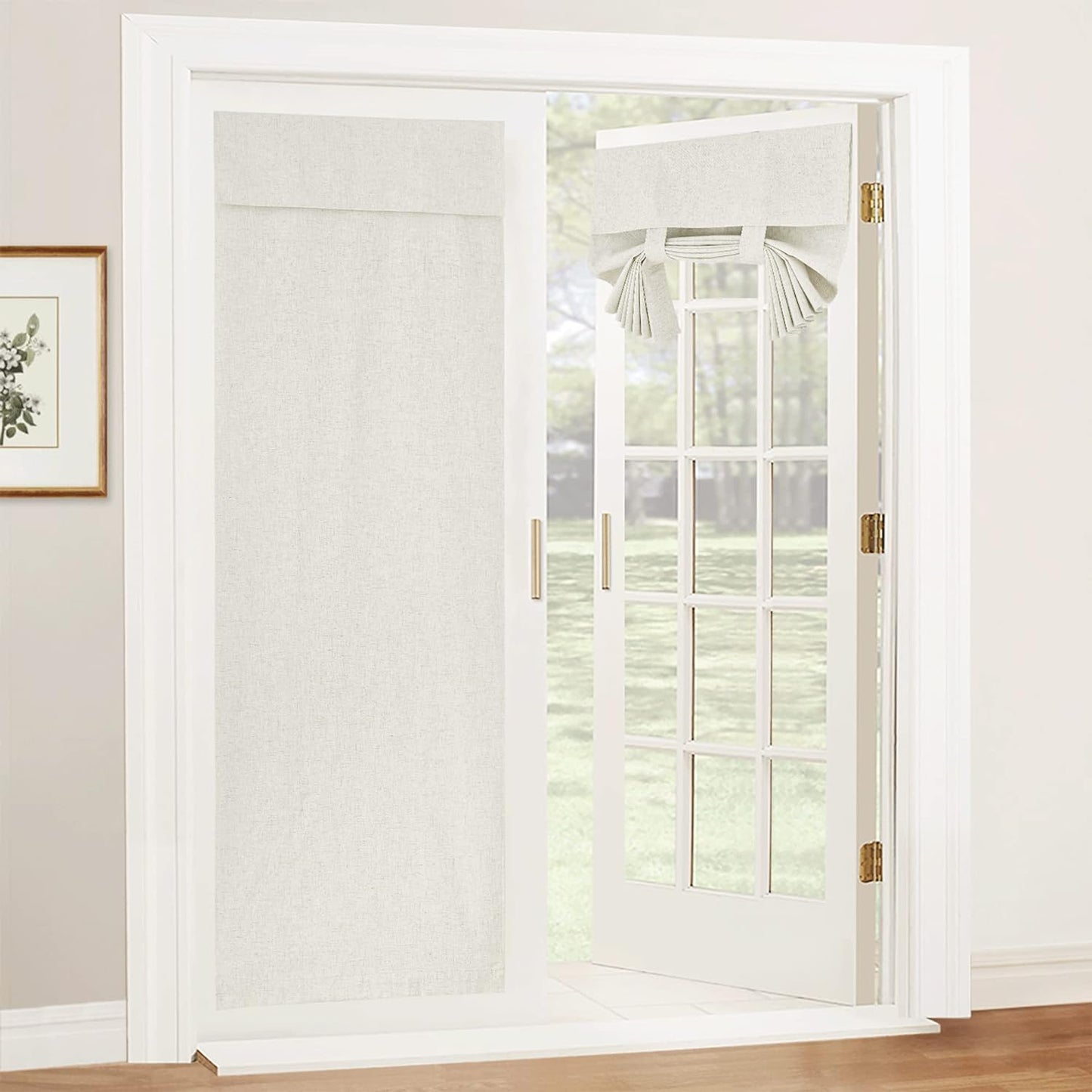 RYB HOME Blackout French Door Curtains, Room Darkening Shades Small Door Window Curtains and Drapes Thermal Insulated Tricia Door Blinds for Patio Door Doorway, W26 X L40 Inch, 1 Panel, Gray  RYB HOME Linen 26" X 80" 