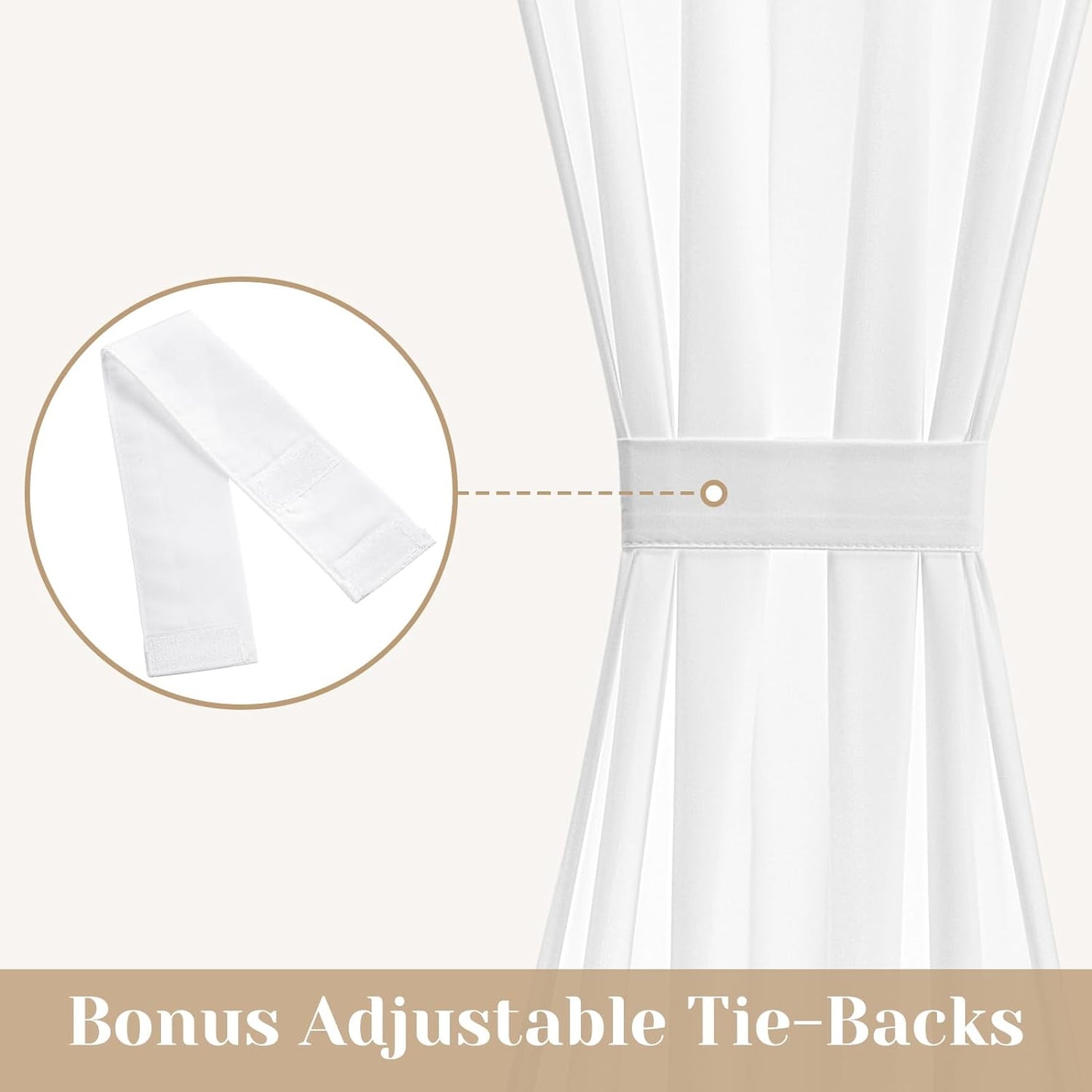 HOMEIDEAS Non-See-Through Sidelight Curtains for Front Door, Privacy Semi Sheer Door Window Curtains, Rod Pocket Light Filtering French Door Curtains with Tieback, (1 Panel, White, 26W X 72L)  HOMEIDEAS   