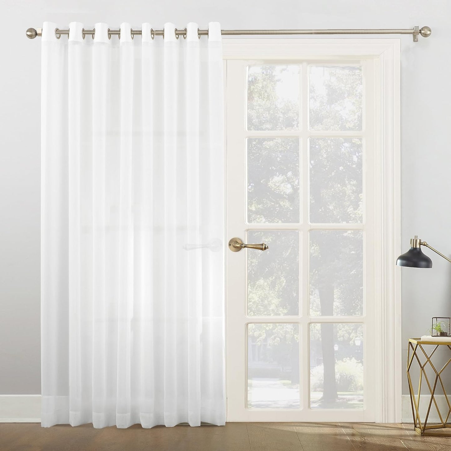 No. 918 Emily Sheer Voile Grommet Curtain Panel, 59" X 95", White  No. 918 White Sliding Patio Door Curtain Panel 100" X 84"