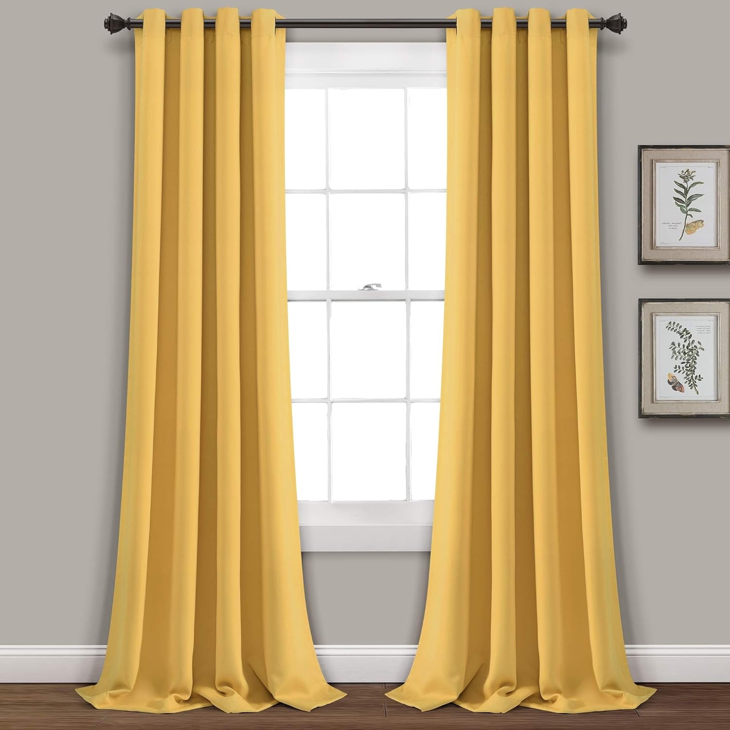 Lush Decor Insulated Grommet Blackout Window Curtain Panels, Pair, 52" W X 120" L, Wheat - Classic Modern Design - 120 Inch Curtains - Extra Long Curtains for Living Room, Bedroom, or Dining Room  Triangle Home Fashions Yellow 52"W X 120"L 