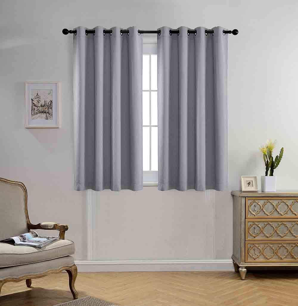 MIUCO Blackout Curtains Room Darkening Curtains Textured Grommet Curtains for Window Treatment 2 Panels 52X63 Inch Long Teal  MIUCO Silver 52X63 Inch 
