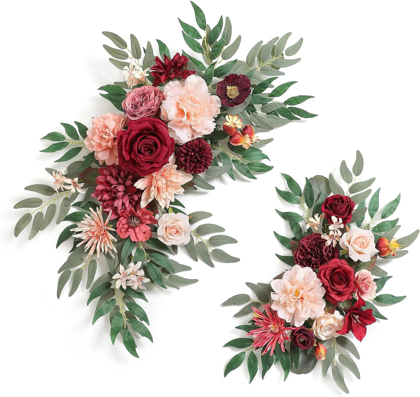 Serra Flora Artificial Flower Swag Wedding Arch Flowers Kit (Pack of 2) for DIY Burgundy Rose Arrangements Party Welcome Ceremony Sign and Reception Backdrop Floral Decoration