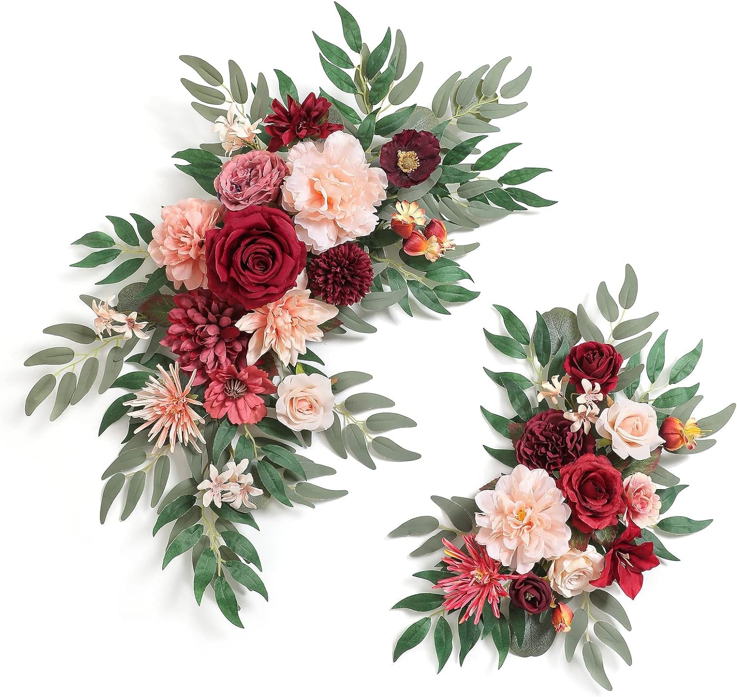 Serra Flora Artificial Flower Swag Wedding Arch Flowers Kit (Pack of 2) for DIY Burgundy Rose Arrangements Party Welcome Ceremony Sign and Reception Backdrop Floral Decoration