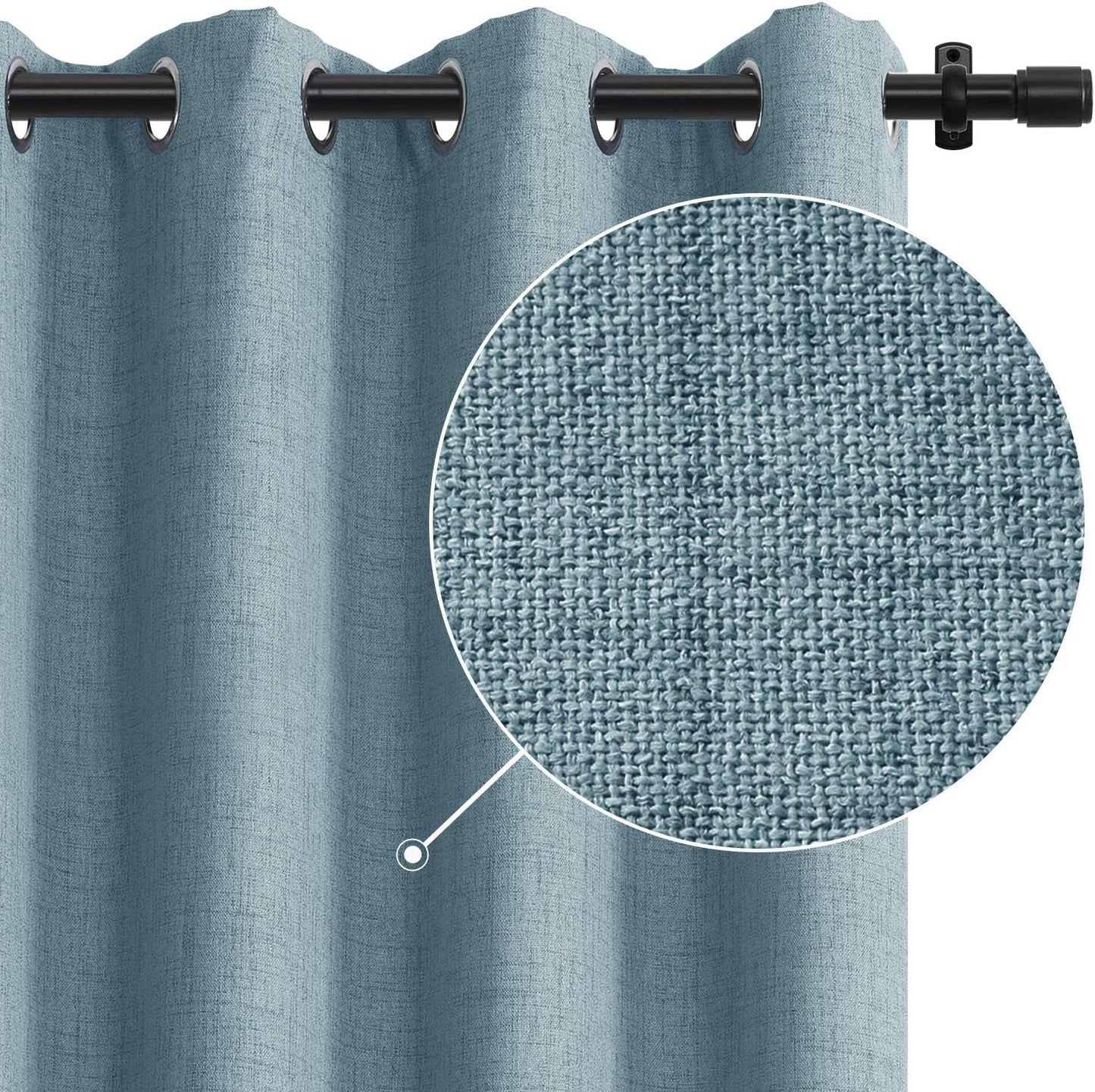 Rose Home Fashion Sliding Door Curtains, Primitive Linen Look 100% Blackout Curtains, Thermal Insulated Patio Door Curtains-1 Panel (W100 X L84, Grey)  Rose Home Fashion Blue W50 X L84|1 Panel 