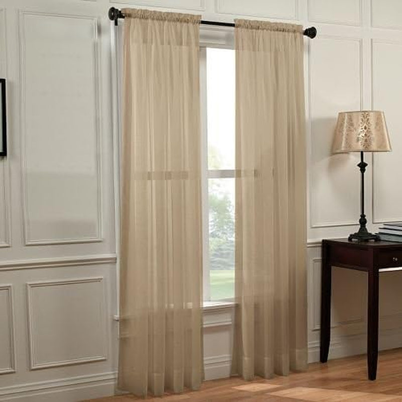 Empire Home Fashion Elegance (2) Panels Sheer Window Curtains Drapes Set 84" Long Rod Pocket Solid (Red)  Empire Home Fashion Taupe  
