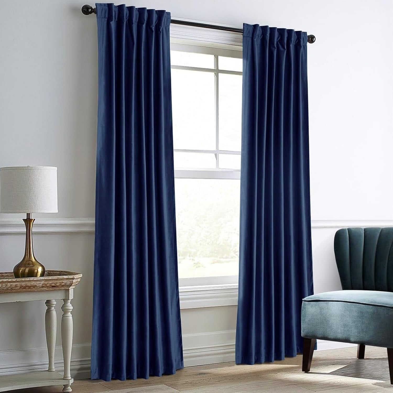 Dreaming Casa Royal Blue Velvet Room Darkening Curtains for Living Room Thermal Insulated Rod Pocket Back Tab Window Curtain for Bedroom 2 Panels 102 Inches Long, 42" W X 102" L  Dreaming Casa   