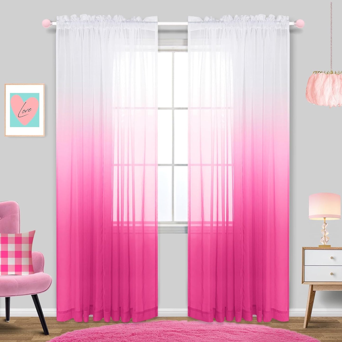 KOUFALL Sage Green Curtains 63 Inch Length for Living Room,2 Panel Set Rod Pocket Boho Curtains for Bedroom 63 Inches Long  KOUFALL TEXTILE Pink 52X84 