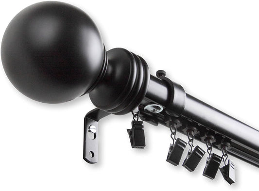 A&F Rod Decor - Ball Cordless Traverse Rod 110-156 Inch - Black