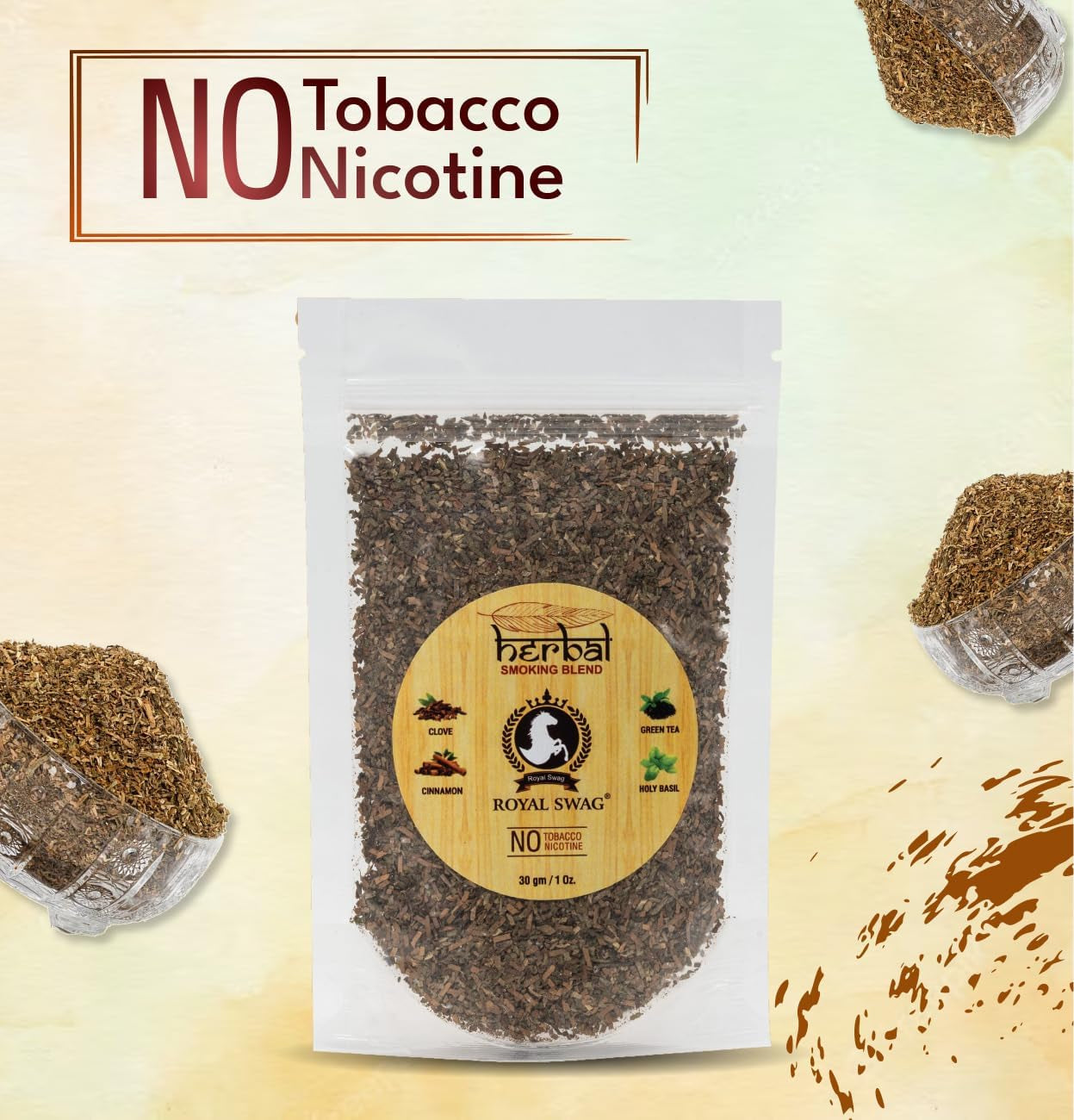 Herbal 100% Tobacco Free & Nicotine Free Organic Mixture for Smoking 30G Herbal Smoking Blend Mix