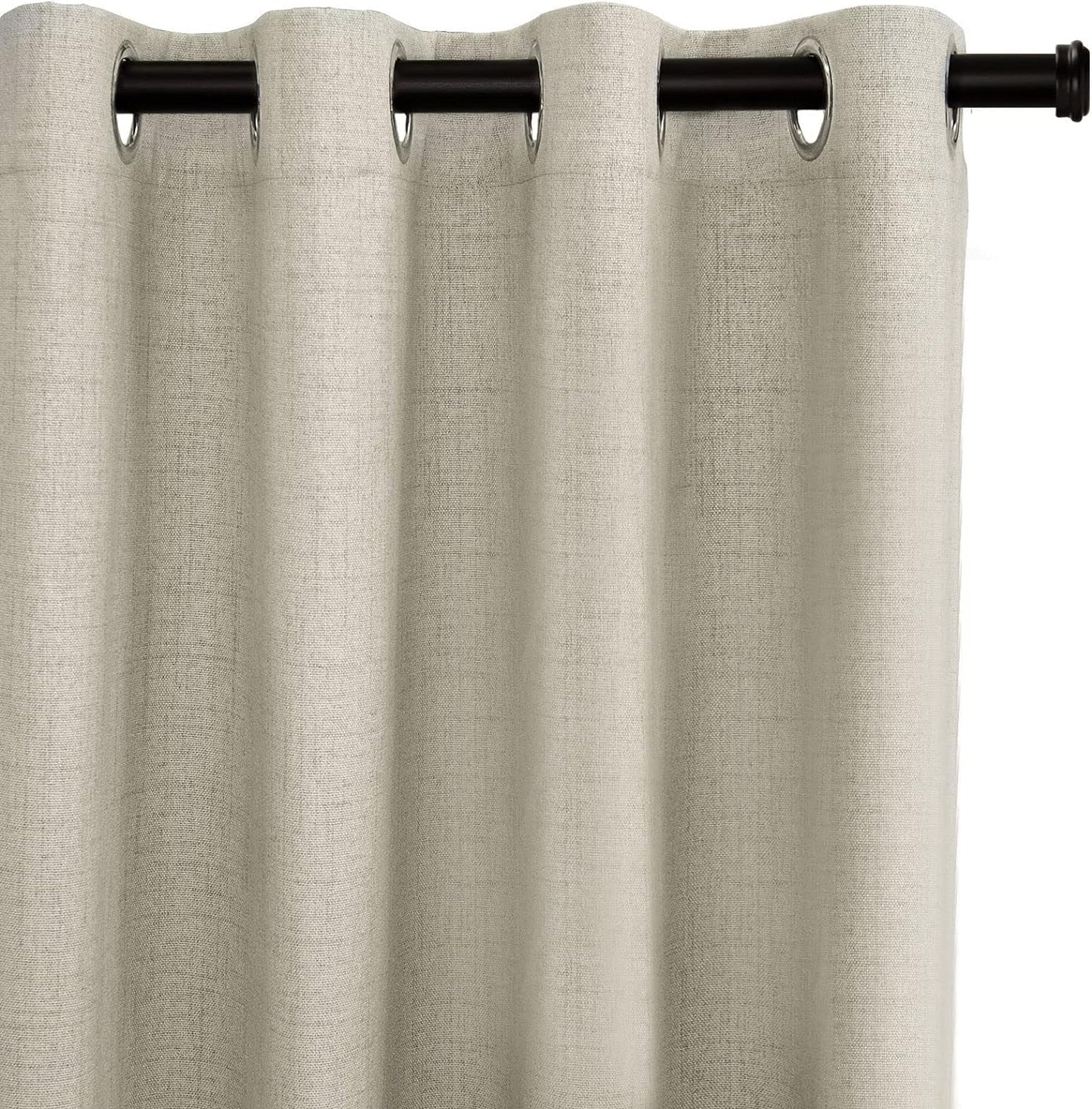 100% Blackout Shield Blackout Curtains Extra Wide Blackout Curtains 100 Inch Patio Door Curtains Linen Blackout Curtain Burlap Curtains for Sliding Glass Door(W100 X L84 1 Panel, Beige)  100% Blackout Shield Natural Flax 50''W X 84''L 