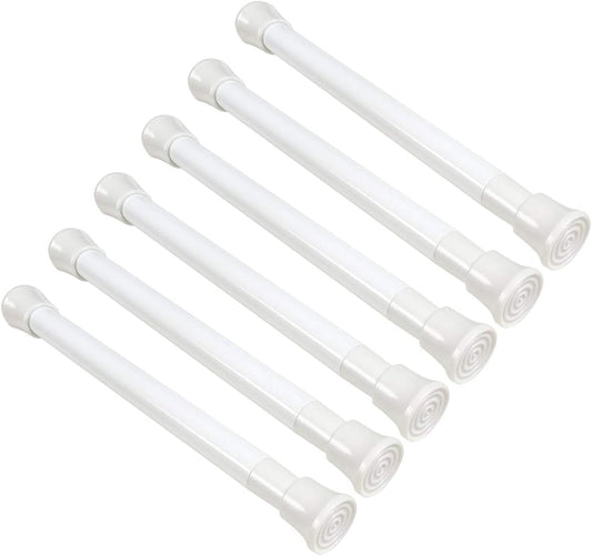 KXLIFE 6 Pack Spring Tension Curtain Rod, Cupboard Bars Rod (White, 7-12")