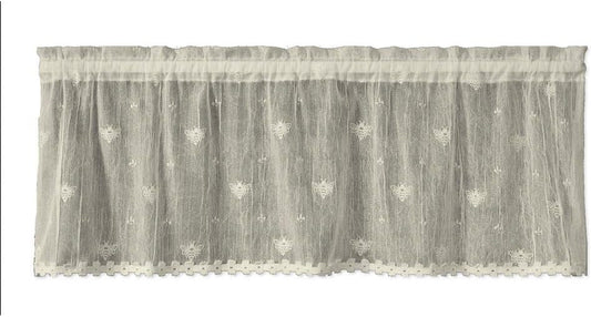 Heritage Lace Bee Valance with Trim, 45 by 15", Ecru,7165E-4515Ht