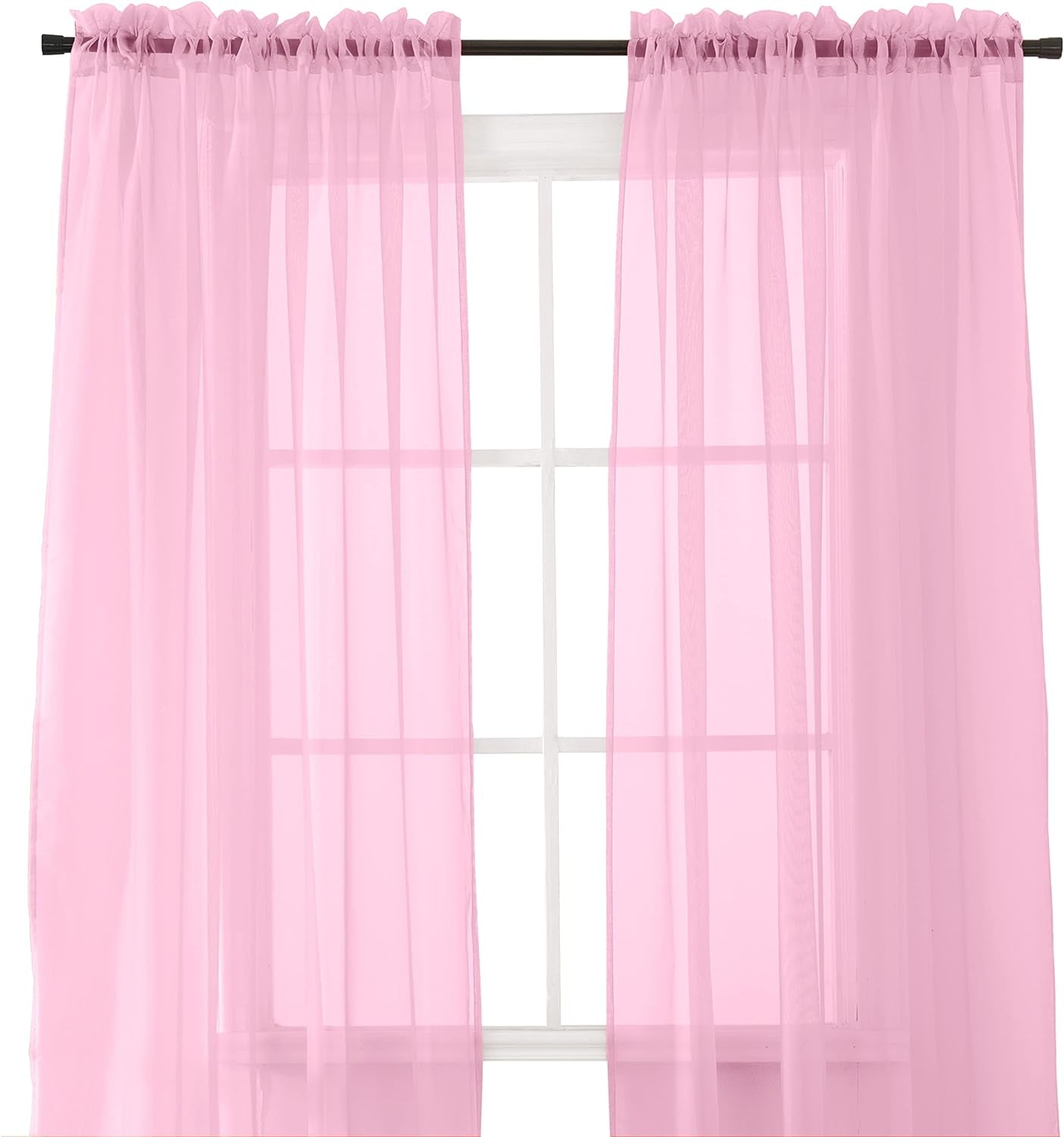 Elegant Comfort 2-Piece Sheer Panel with 2Inch Rod Pocket - Window Curtains 60-Inch Width X 84-Inch Length - Light Blue  Elegant Comfort Dusty Rose Pink 40" X 84" 