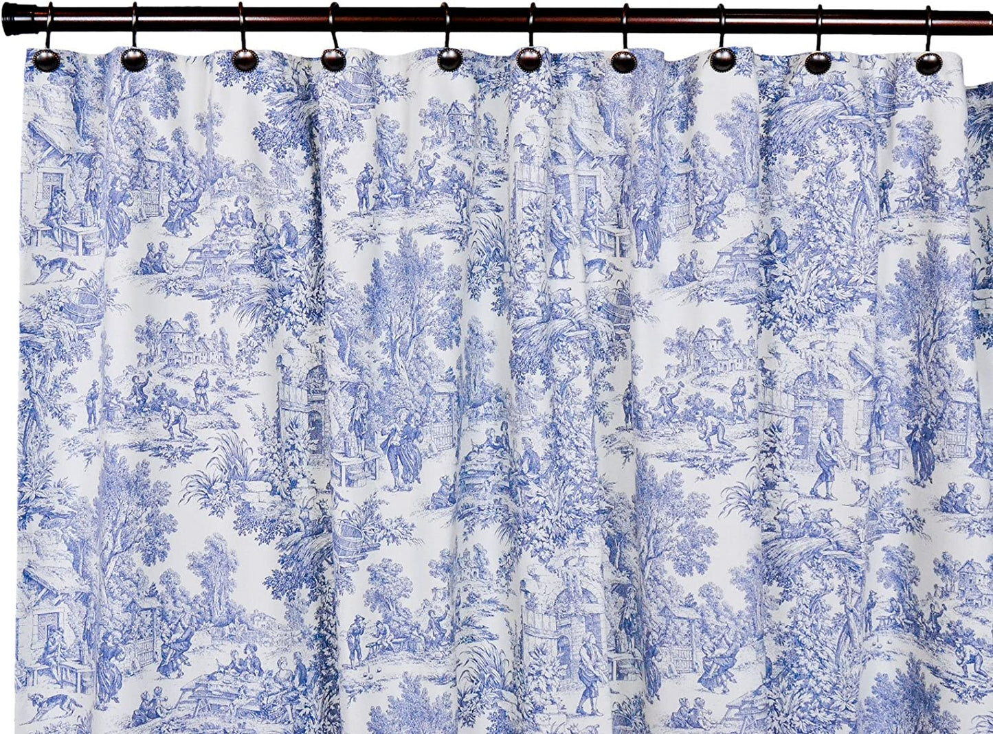 Ellis Curtain Victoria Park Toile 68-Inch-By-84 Inch Tailored Panel Pair with Tiebacks, Black  Ellis Curtain Blue Shower Curtain 