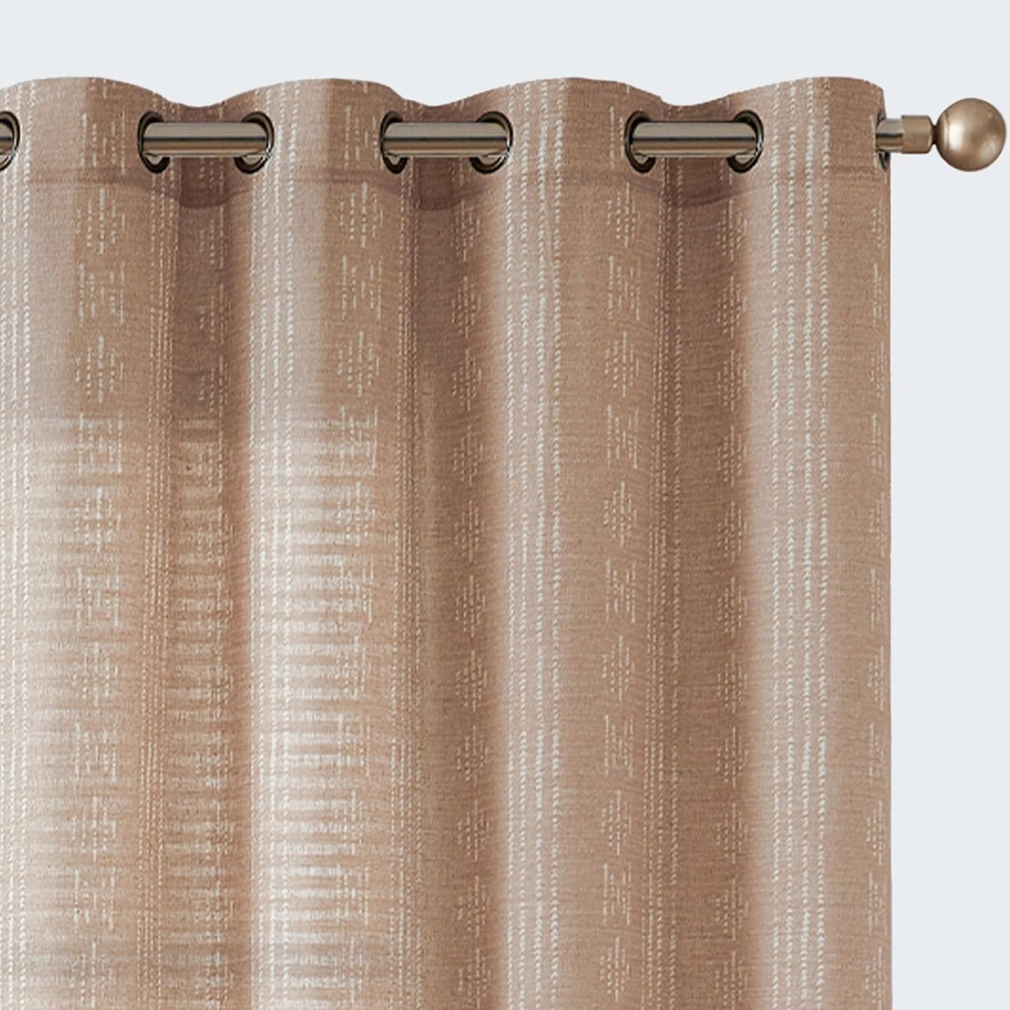 Jinchan Boho Curtains Linen Sliding Patio Door Curtains 84 Inches Long 1 Panel Divider Drapes Extra Wide Black Farmhouse Curtains for Living Room Geometric Striped Light Filtering Grommet Curtains  CKNY HOME FASHION Boho| Brown W52 X L63 