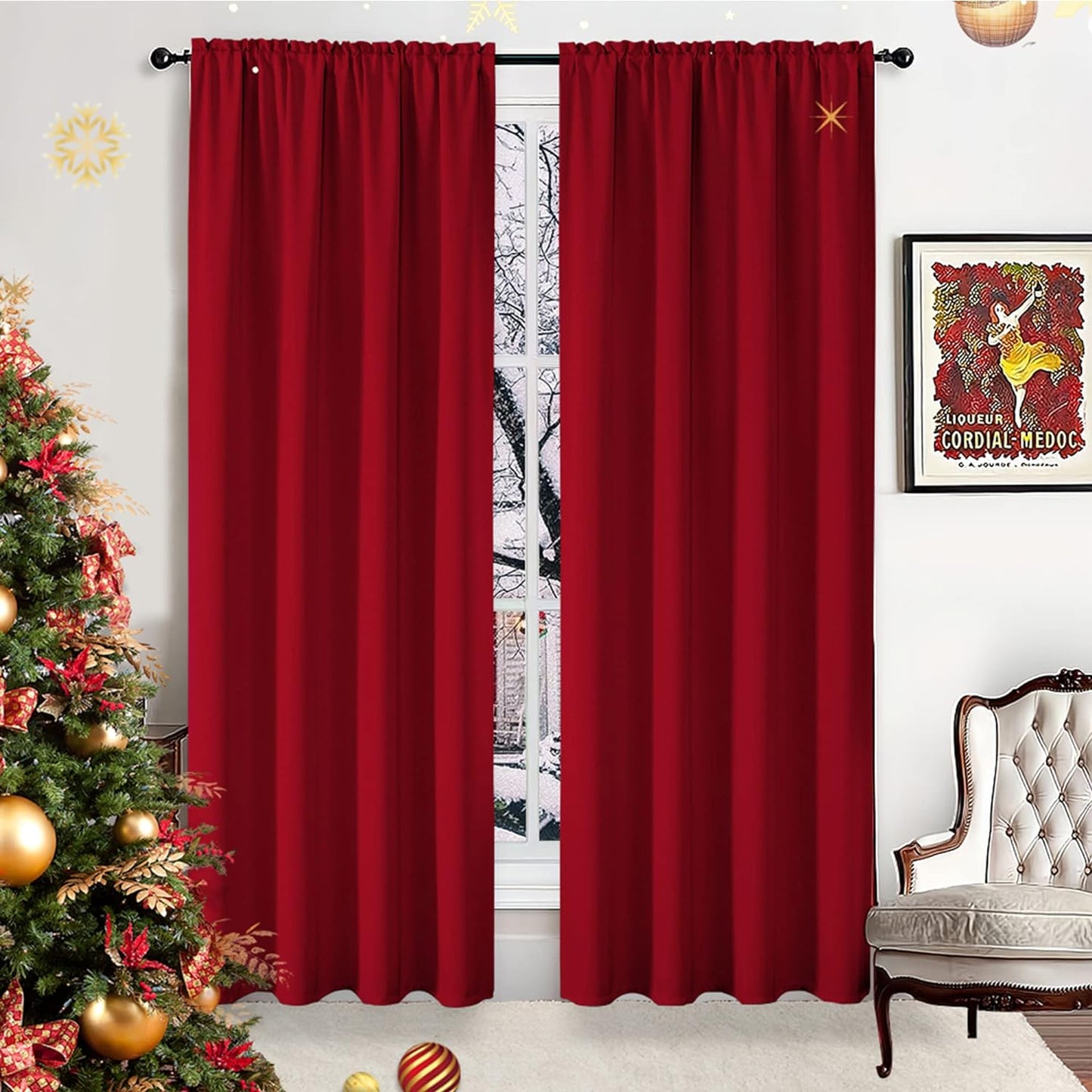 CUCRAF Blackout Curtains 84 Inches Long for Living Room, Light Beige Room Darkening Window Curtain Panels, Rod Pocket Thermal Insulated Solid Drapes for Bedroom, 52X84 Inch, Set of 2 Panels  CUCRAF Red 52W X 95L Inch 2 Panels 