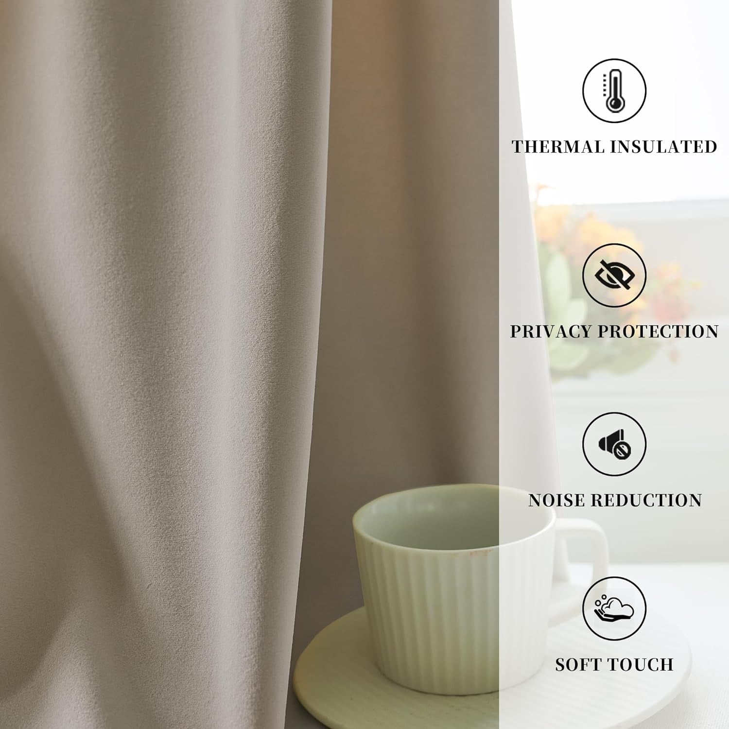 MAIHER Luxury Pinch Pleated Curtains 120 Inches Long 1 Panel, Camel Beige Velvet Pinch Pleated Drapes Panels for Patio Sliding Glass Door Living Room- Room Darkening (Camel Beige, 52” W X 120” L)  MAIHER   