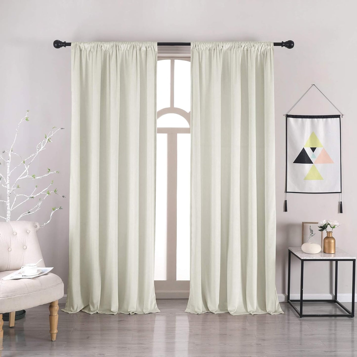Nanbowang Green Velvet Curtains 63 Inches Long Dark Green Light Blocking Rod Pocket Window Curtain Panels Set of 2 Heat Insulated Curtains Thermal Curtain Panels for Bedroom  nanbowang Cream 42"X84" 
