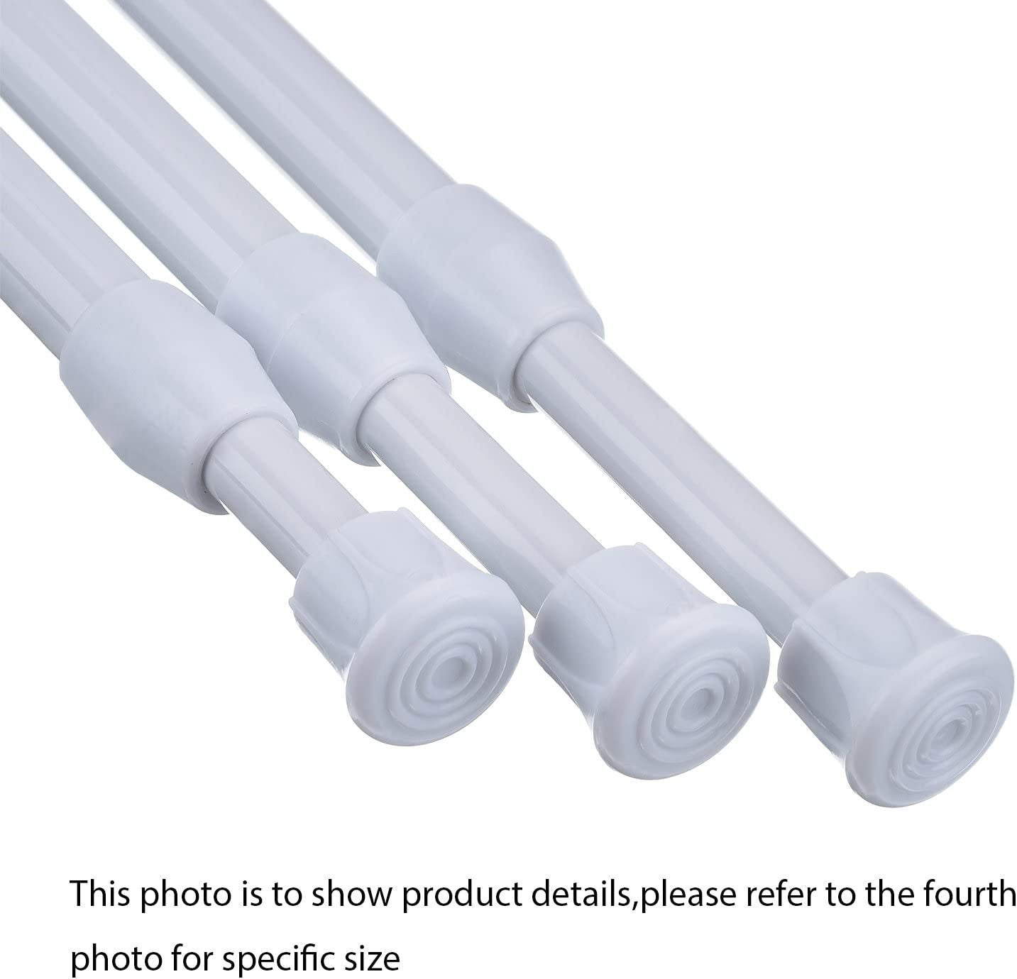 3 Pack Tension Curtain Rod Spring Loaded Curtain Rods Cupboard Bars Window Tensions Rod, Non Slip Shower Rod, Stainless Steel, Adjustable Width (9.84-15.75 Inches, White)