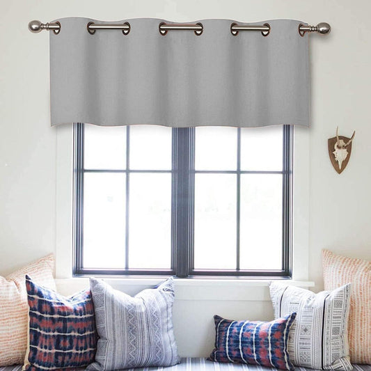 Grommet Top Blackout Curtain Valance Window Treatment for Bedroom,Living Room,Bathroom,Kitchen,Cafe (Greyish White, 42 Inch Wide by 10 Inch Long- 1 Panel)