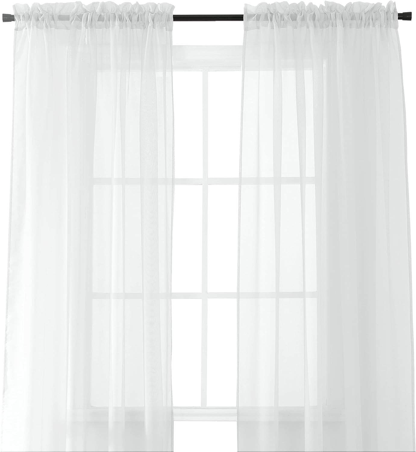 Elegant Comfort 2-Piece Sheer Panel with 2Inch Rod Pocket - Window Curtains 60-Inch Width X 84-Inch Length - Light Blue  Elegant Comfort White 40" X 84" 