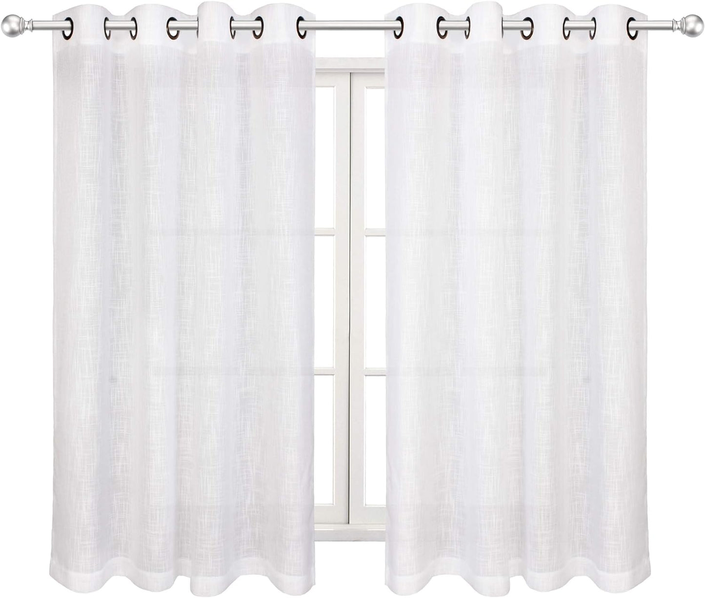 VOILYBIRD Palma Light Filtering Drapes Natural Linen Blended Semi Sheer Curtains 84 Inches Long Bronze Grommet for Bedroom (Natural, 52" W X 84" L, 2 Panels)  VOILYBIRD White 52"W X 45"L 