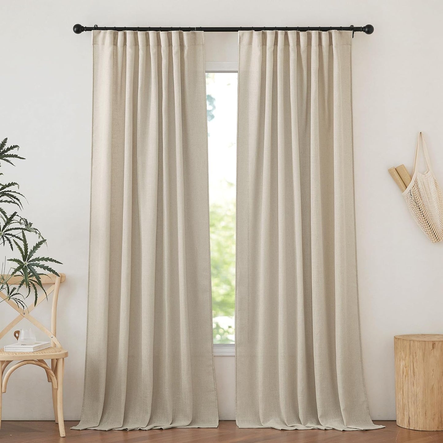 NICETOWN Linen Textured Curtain for Bedroom/Living Room Thermal Insulated Back Tab Linen Look Curtain Drapes Soft Rich Material Light Reducing Drape Panels for Window, 2 Panels, 52 X 84 Inch, Linen  NICETOWN Taupe W52 X L84 