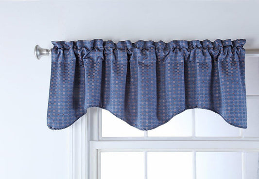 Stylemaster Home Products Renaissance Home Fashion Boxwood Lined Scalloped Valance with Cording, 52 by 17-Inch, Marine
