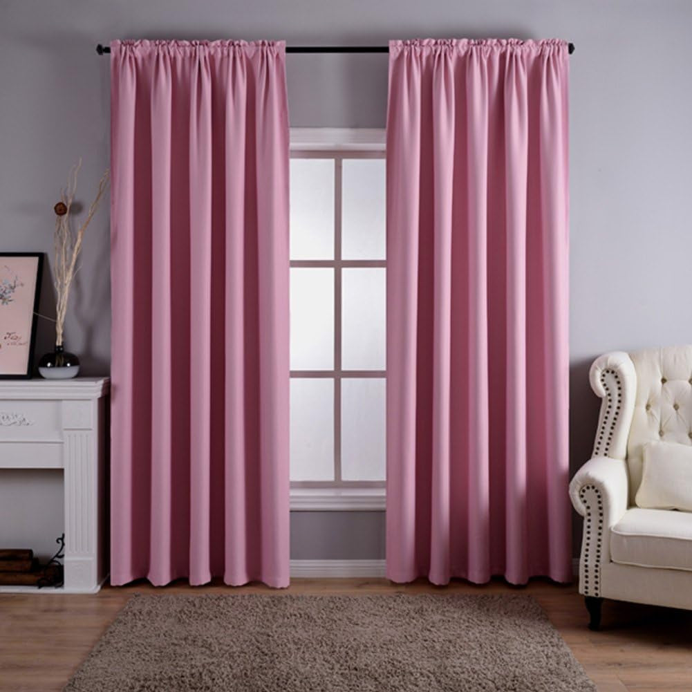 Dreaming Casa Solid Room Darkening Blackout Curtains for Bedroom Draperies Window Treatment Grey Rod Pocket 2 Panels 52" W X 96" L  Dreaming Casa Pink 2X(72" W X 63" L) 