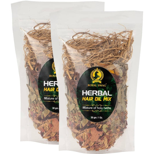 Herbal Hair Oil Mix 30 G X 2 Packs for Healthy Hair Packed with Goodeness of Ayurvedic Natural Dried Herbs for Oil Infusion | Made in India | Pack of 2(1 Pack = 1 Oz/30 Gm)