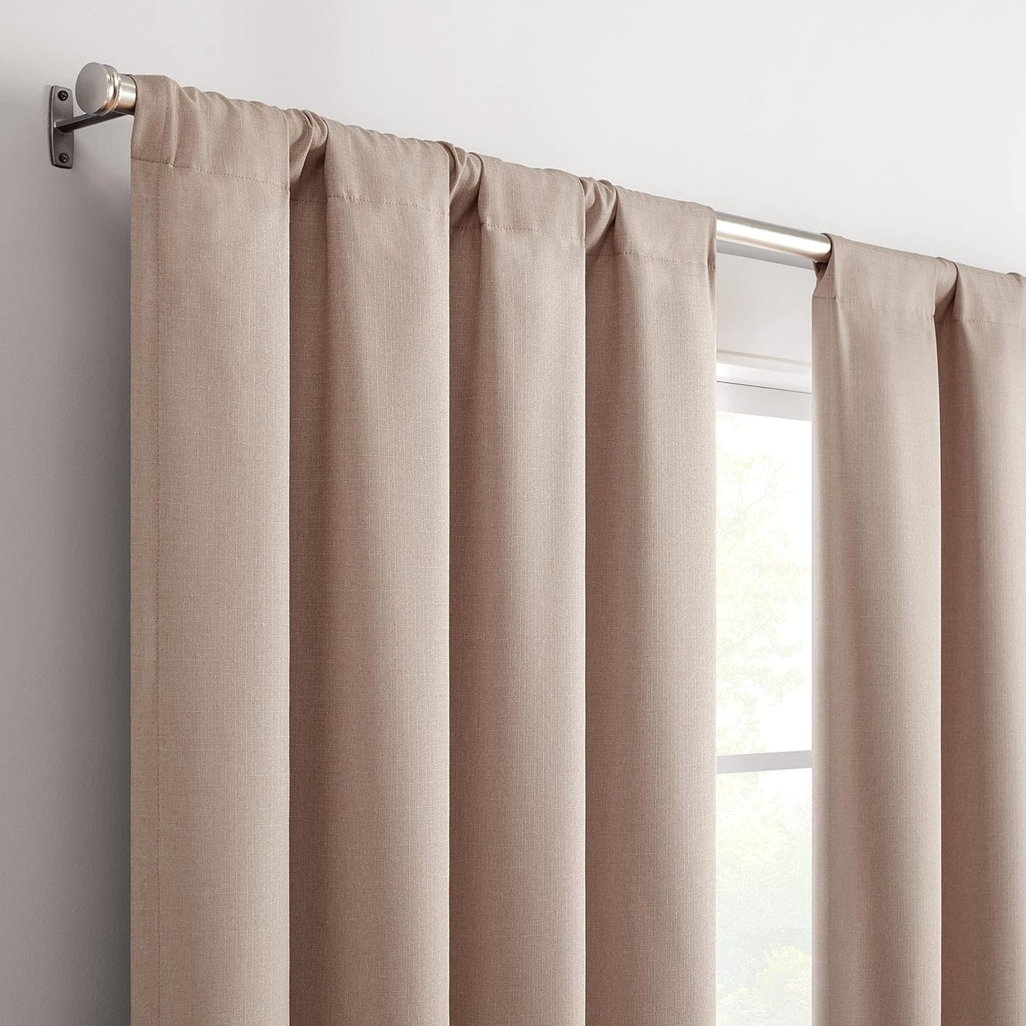 Eclipse Cannes Magnitech 100% Blackout Curtain, Rod Pocket Window Curtain Panel, Seamless Magnetic Closure for Bedroom, Living Room or Nursery, 63 in Long X 40 in Wide, (1 Panel), Natural/ Linen  KEECO   
