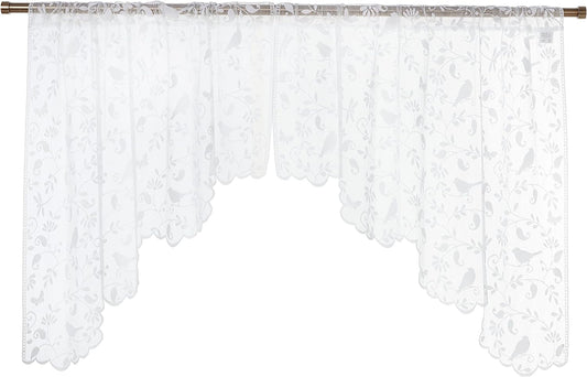 Heritage Lace Bristol Garden Swag Pair, 72 by 36-Inch, White