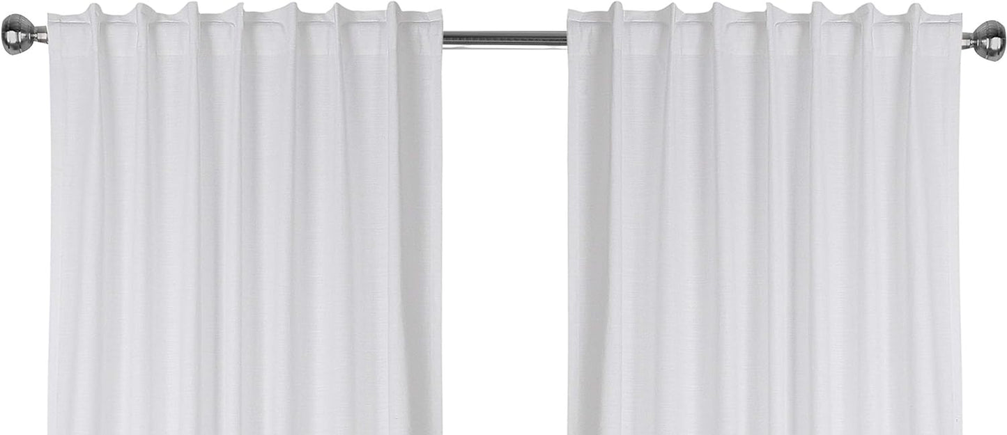 White Cotton Curtains 96 Inches Long for Living Room - Textured Semi Sheer Light Filtering Window Curtain for Boho Décor - Farmhouse Linen Back Tab Drapes for Bedroom Kitchen - 50X96 Inch, 2 Panels  The Beer Valley White 50X96 
