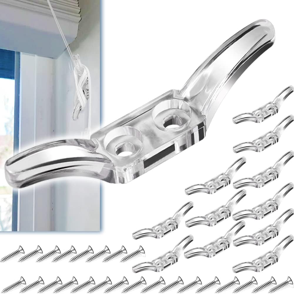 Cord Cleats for Blinds, 8Pcs Blind Cord Winder, Plastic Transparent Blind Cord Cleat with Screws for Window Blinds Curtains Sun Shades Ropes