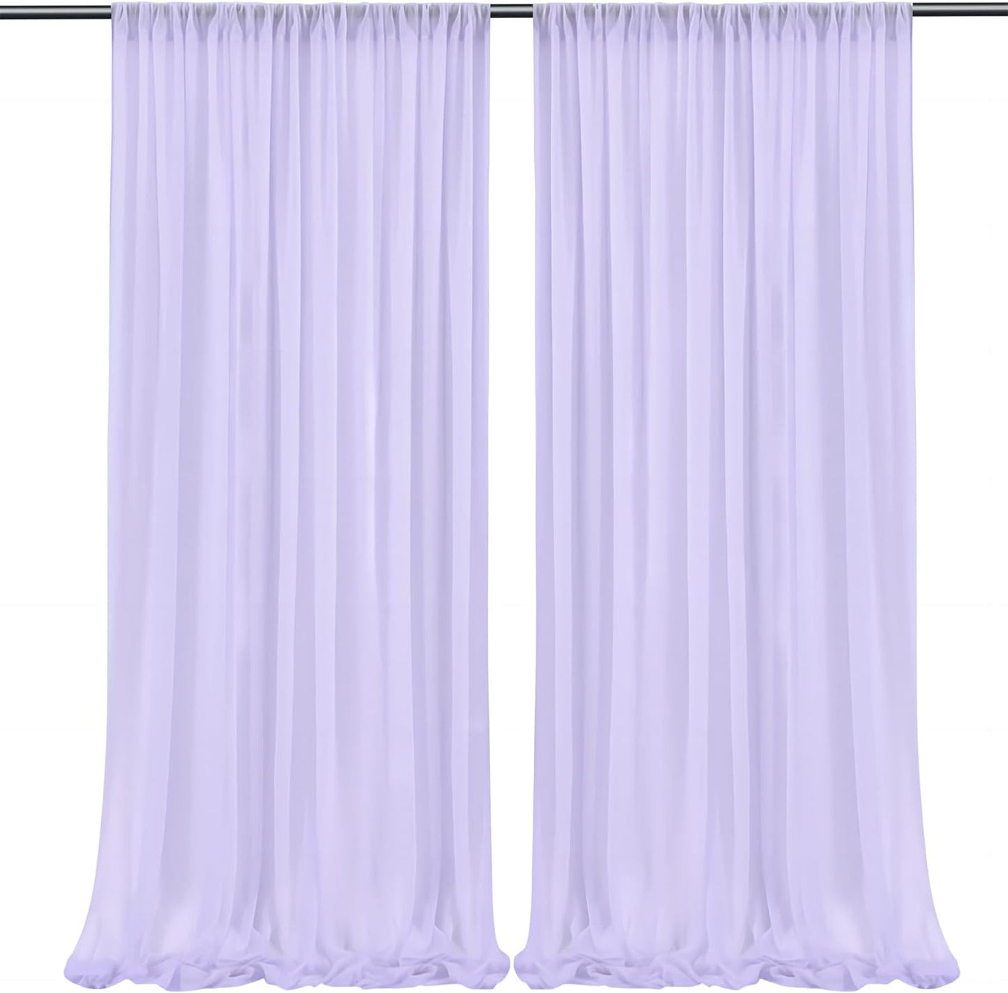 10Ft X 10Ft White Chiffon Backdrop Curtains, Wrinkle-Free Sheer Chiffon Fabric Curtain Drapes for Wedding Ceremony Arch Party Stage Decoration  Wish Care Lilac  