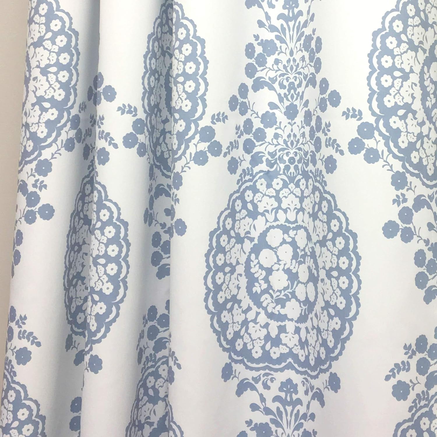 Driftaway Damask Curtains for Kitchen Bathroom Laundry Room Small Windows Floral Damask Medallion Patterned Adjustable Tie up Curtain Single 45 Inch by 63 Inch Dusty Blue  DriftAway   