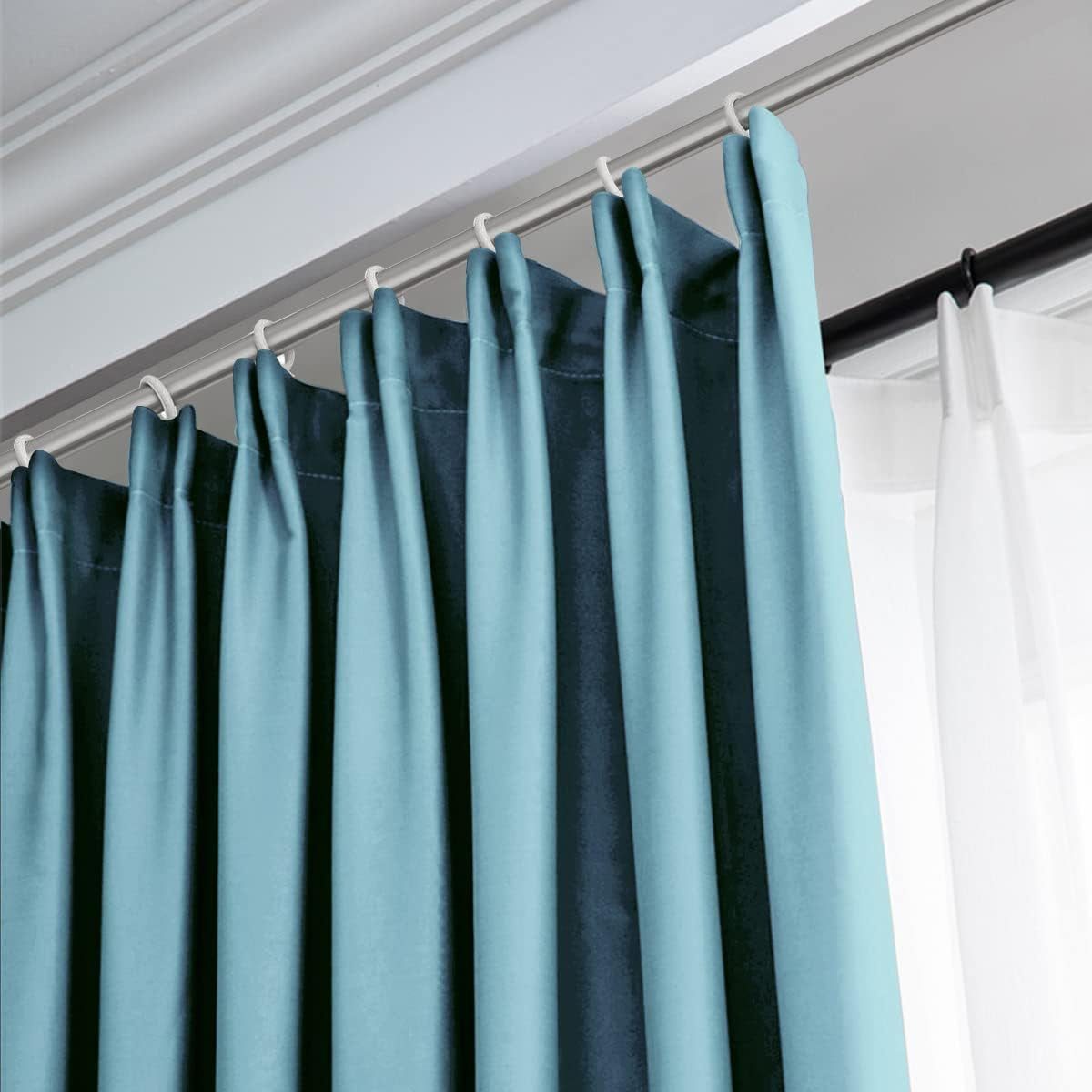 IYUEGO Pinch Pleat Solid Thermal Insulated 95% Sky Blueout Patio Door Curtain Panel Drape for Traverse Rod and Track, Sky Blue 52" W X 84" L (One Panel)  I Love Curtains   