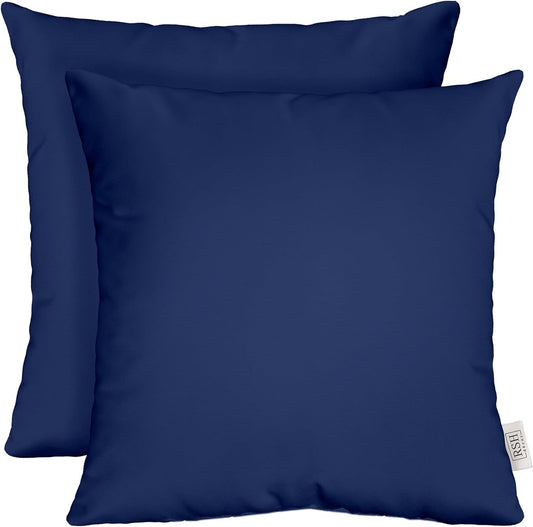 Set of 2 - Indoor/Outdoor Over-Sized/Large/Jumbo 24" Square Decorative Throw/Toss Pillows - Solid Navy Blue