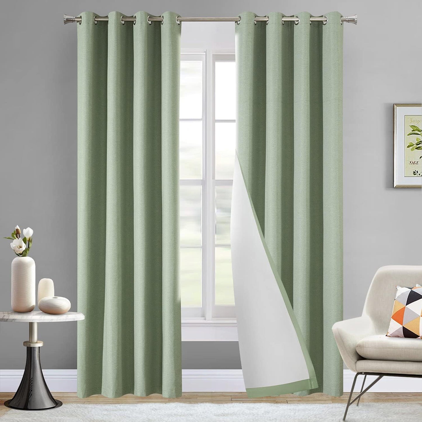 LOYOLADY Dark Grey Blackout Curtains 102 Inches Long 2 Panels Set Thermal Insulated Curtains for Living Room Grommet Noise Reduce Curtains for Bedroom 52" W X 102" L  LoyoLady Home Textiles Avocado 100 Blackout Curtains, Grommet 2 X ( 72" W X 84" L ) 