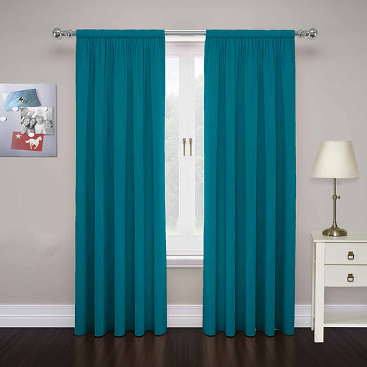 Pairs to Go Cadenza Modern Decorative Rod Pocket Window Curtains for Living Room (2 Panels), 40 in X 84 In, Teal  Keeco LLC Teal 40 In X 84 In 