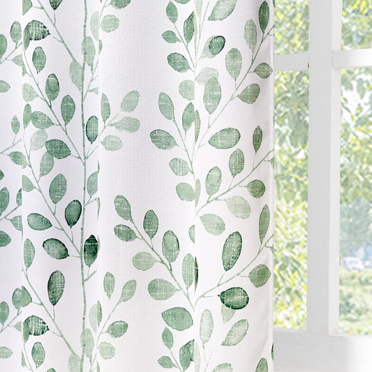 MYSKY HOME Living Room Curtains 84 Inches Long Thermal Insulated Room Darkening Curtains for Dining Room Patio Leaf Pattern Grommet Drapes for Bedroom, Sage, 2 Pieces  MYSKY HOME Leaf-Green 52"W X 84"L 